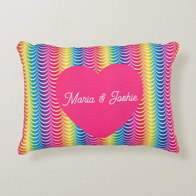 Rainbow Mermaid Pride Heart Dekokissen (Vorderseite)