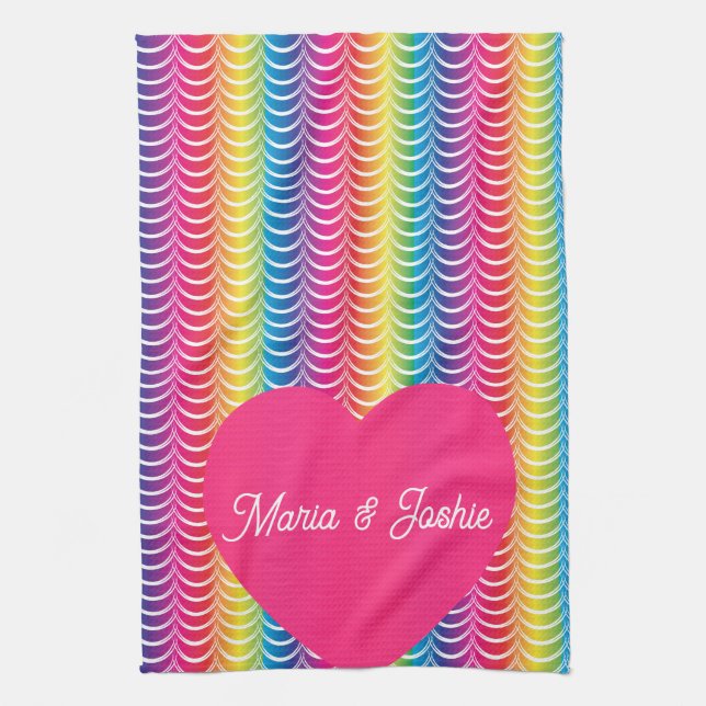 Rainbow Mermaid Pride Heart Geschirrtuch (Vertikal)