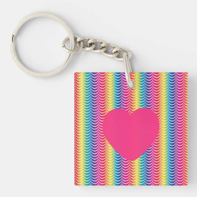 Rainbow Mermaid Pride Heart Schlüsselanhänger (Vorderseite)