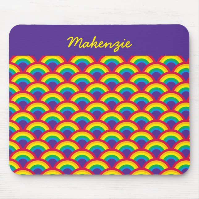 Rainbow Mermaid Scale Individuelle Name Mousepad (Vorne)