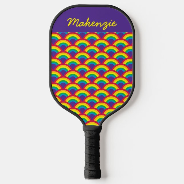 Rainbow Mermaid Scale Individuelle Name Pickleball Schläger (Vorderseite)