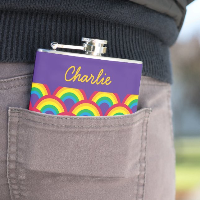 Rainbow Mermaid Scale Small Individuelle Name Flas Flachmann (Beispiel)