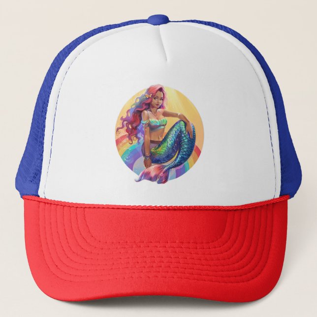 Rainbow Mermaid Truckerkappe (Vorderseite)