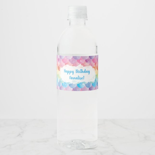 Rainbow Mermaid Water Flasche Labels Wasserflaschenetikett (Vorderseite)