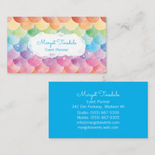 Rainbow Mermaid Watercolor Business Card Visitenkarte
