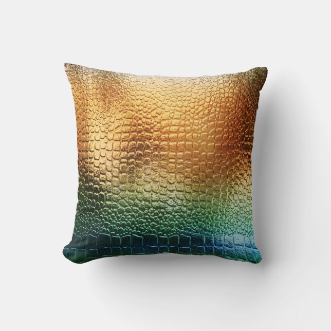 Rainbow Metal Look Snakeskin Exotic Muster Kissen (Vorderseite)