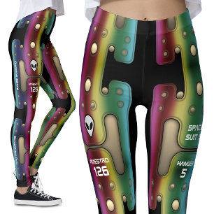 Rainbow Metal Space Girl Grungy Robot Leggings