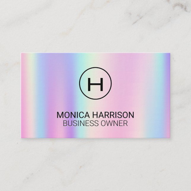 Rainbow Metallic Gradient | Monogramm Visitenkarte (Vorderseite)
