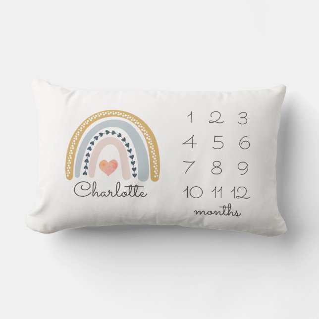 Rainbow Milestone Kinderzimmer Lumbar Kissen (Vorderseite)