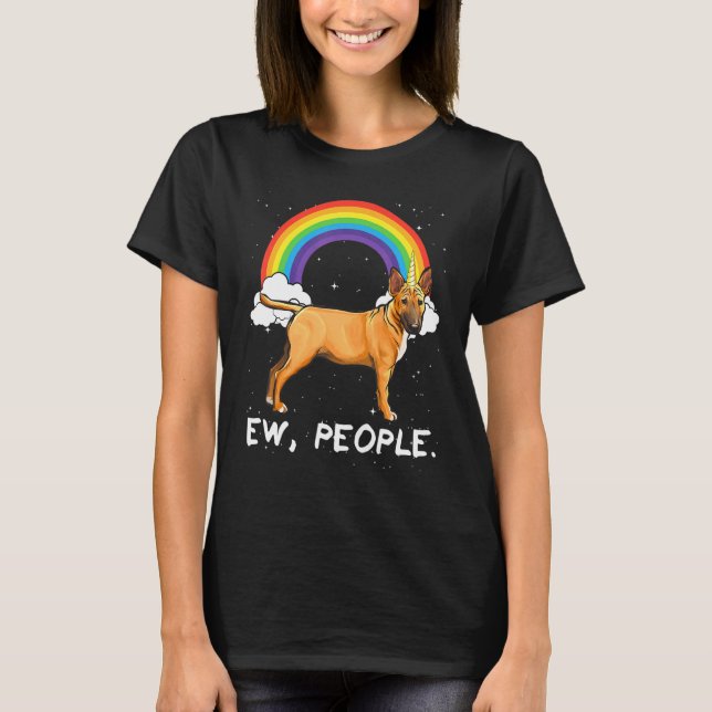 Rainbow Miniature Bull Terrier Ew People Unicorn D T-Shirt (Vorderseite)