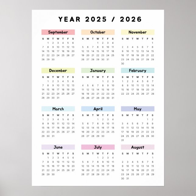 Rainbow Minimalistisch 2025 2026 Kalenderposter Poster (Vorne)