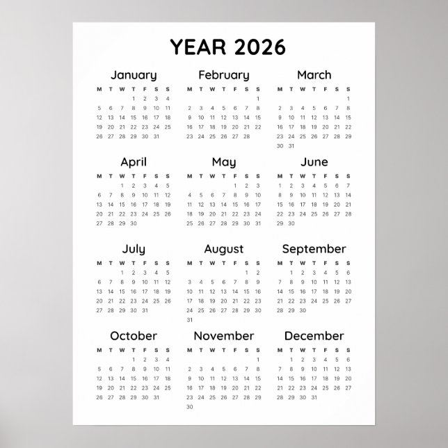 Rainbow Minimalistisch 2026 Kalenderposter Poster (Vorne)