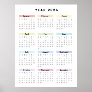 Rainbow Minimalistisch 2026 Kalenderposter Poster