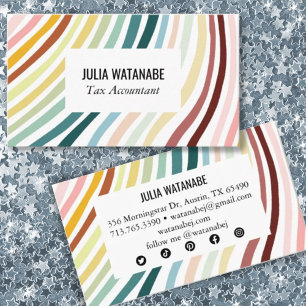 Rainbow Minimalistisch Stripes Handmade Social Med Visitenkarte