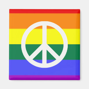 Rainbow mit Peace Symbol Magnet