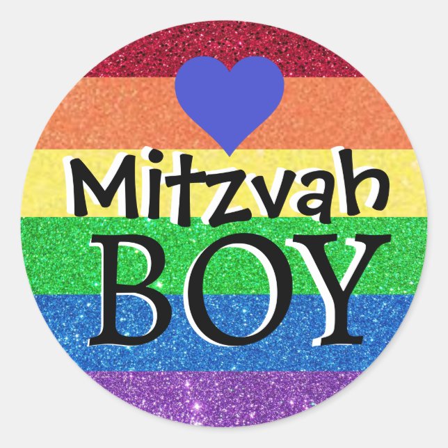 Rainbow Mitzvah Boy Runder Aufkleber (Vorderseite)
