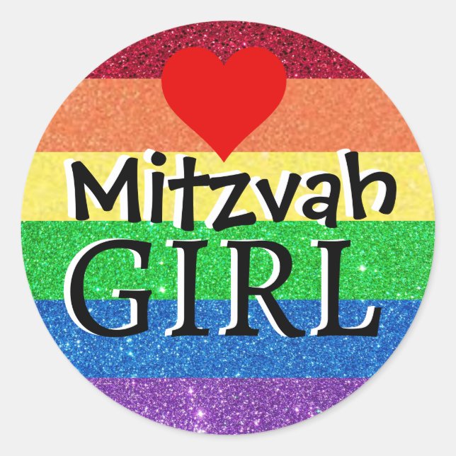 Rainbow Mitzvah Girl Runder Aufkleber (Vorderseite)