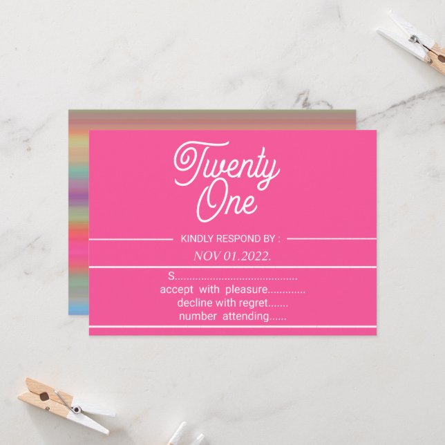 Rainbow Modern 21. Geburtstag Party Einladung (Vorderseite/Rückseite Beispiel)