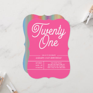 Rainbow Modern 21. Geburtstag Party Einladung