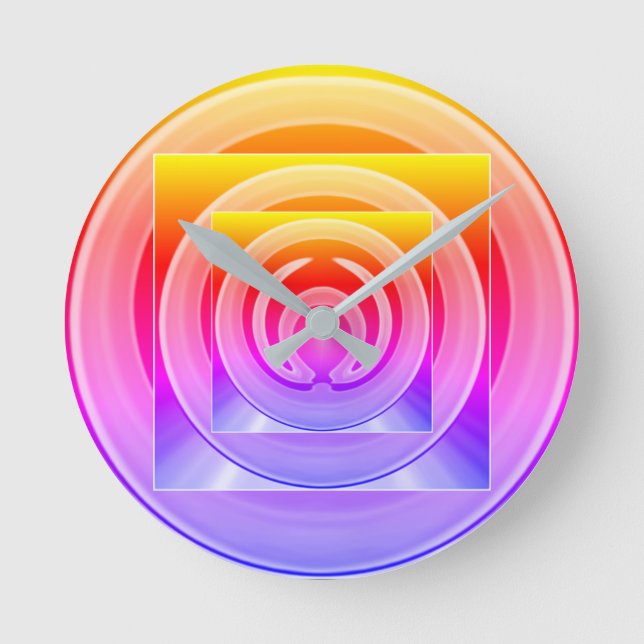 Rainbow Moderne Abstrakte Kunst Runde Wanduhr (Vorderseite)