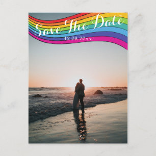 Rainbow Modernes Lässiges Foto Hochzeit retten Dat Postkarte