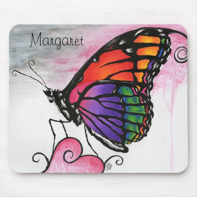 Rainbow Monarch Butterfly Farbenfrohe Fantasie Kun Mousepad (Vorne)