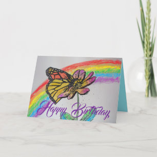 Rainbow Monarch Butterfly Malerei Geburtstagskarte Karte