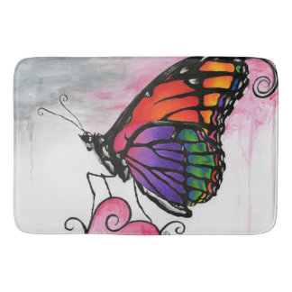 Rainbow Monarch Butterfly Original Fantasy Art Badematte