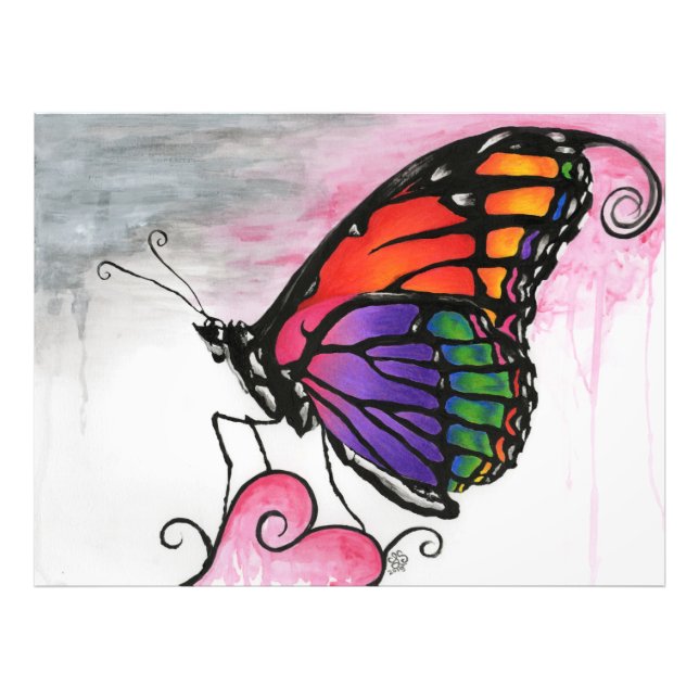Rainbow Monarch Butterfly Original Fantasy Art Fotodruck (Vorne)