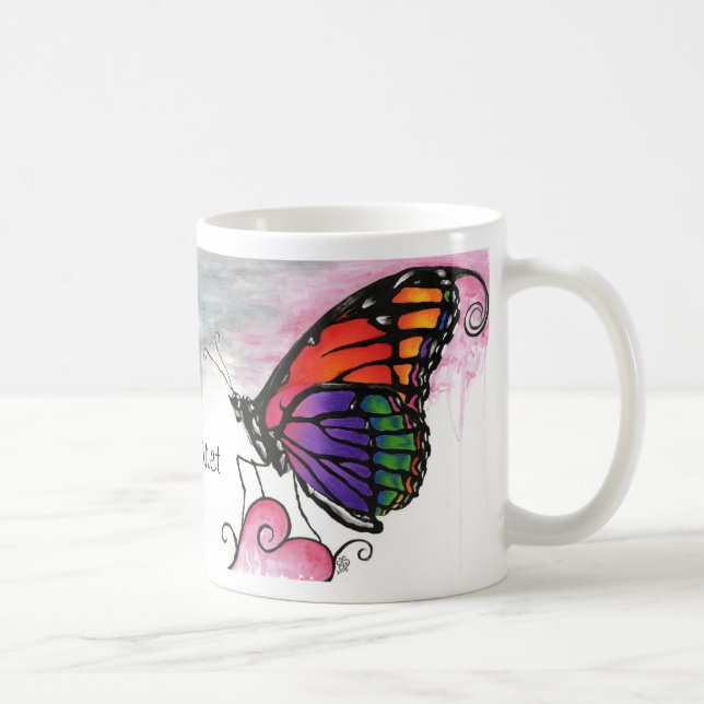 Rainbow Monarch Butterfly Original Fantasy Art Kaffeetasse (Rechts)