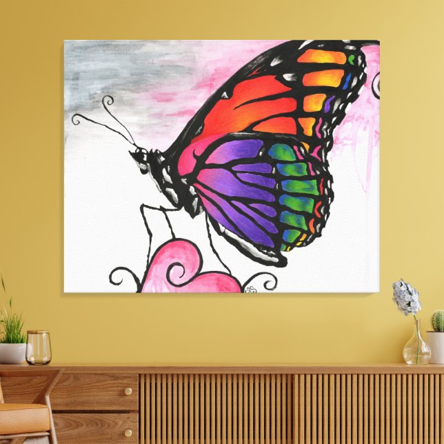 Rainbow Monarch Butterfly Original Fantasy Art Leinwanddruck (Insitu (Wohnzimmer))