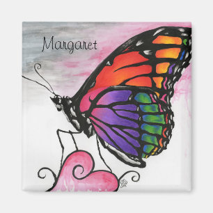 Rainbow Monarch Butterfly Original Fantasy Art Magnet