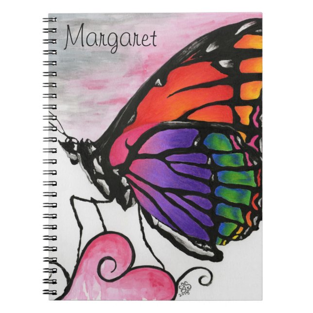 Rainbow Monarch Butterfly Original Fantasy Art Notizblock (Vorderseite)
