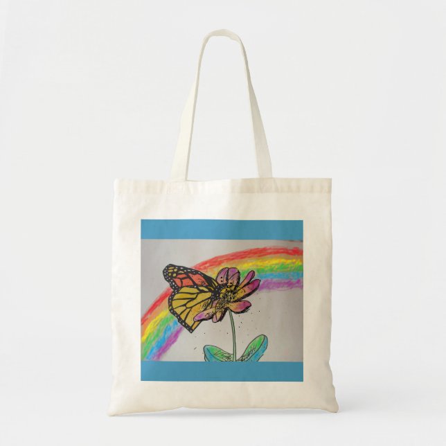 Rainbow Monarch Butterfly Painting Tote Bag Tragetasche (Vorne)