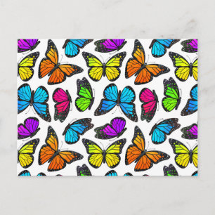 Rainbow Monarch Butterfly Pattern Postkarte