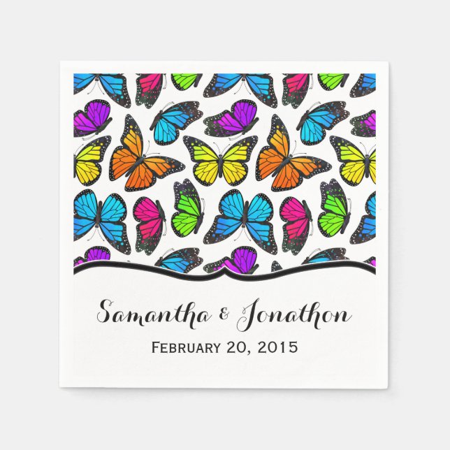 Rainbow Monarch Butterfly Wedding Serviette (Vorderseite)