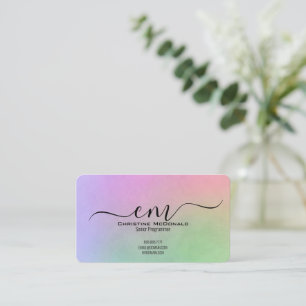 Rainbow Monogram Business Cards - Elegant Visitenkarte