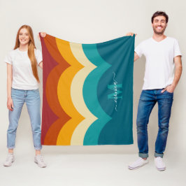 Rainbow Monogram Individuelle Name Retro Sunset St Fleecedecke