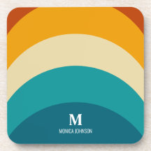 Rainbow Monogram Individuelle Name Retro Sunset St