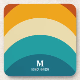 Rainbow Monogram Individuelle Name Retro Sunset St Getränkeuntersetzer