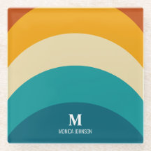 Rainbow Monogram Individuelle Name Retro Sunset St