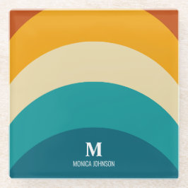 Rainbow Monogram Individuelle Name Retro Sunset St Glasuntersetzer