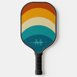 Rainbow Monogram Individuelle Name Retro Sunset St Pickleball Schläger
