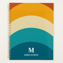 Rainbow Monogram Individuelle Name Retro Sunset St Planer