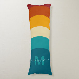 Rainbow Monogram Individuelle Name Retro Sunset St Seitenschläferkissen