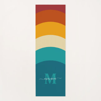 Rainbow Monogram Individuelle Name Retro Sunset St Yogamatte