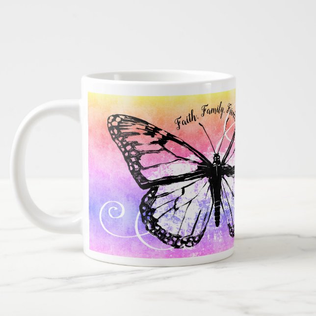 Rainbow Monogram Jumbo-Tasse (Links)