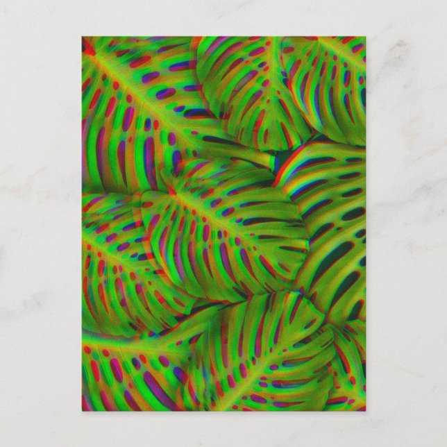 Rainbow Monstera Blätter Postkarte (Vorderseite)
