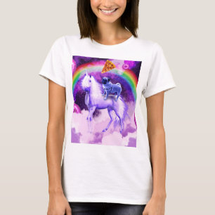 Rainbow-Mops im Weltraum auf einem Einhorn T-Shirt