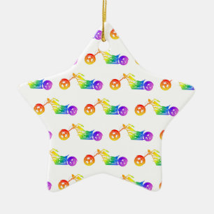 Rainbow Mortocycle Keramik Ornament